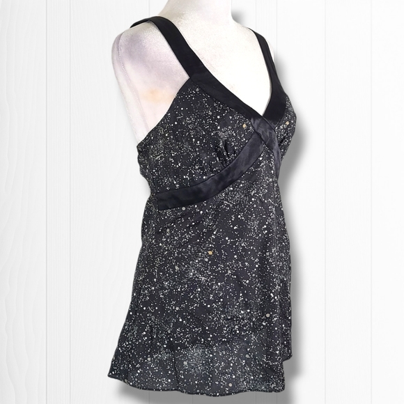 Express Design Studio Women's Black Speckled V-Neck Silk Camisole Top Size Small - Picture 5 of 12